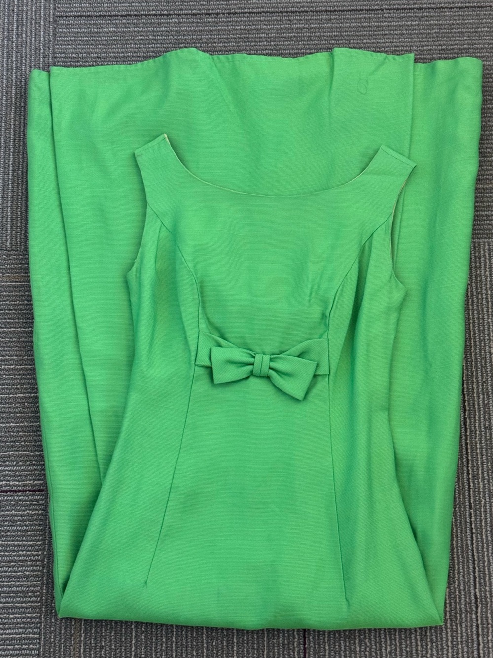 Vintage Green Bow Maxi Dress Mod Evening Dress